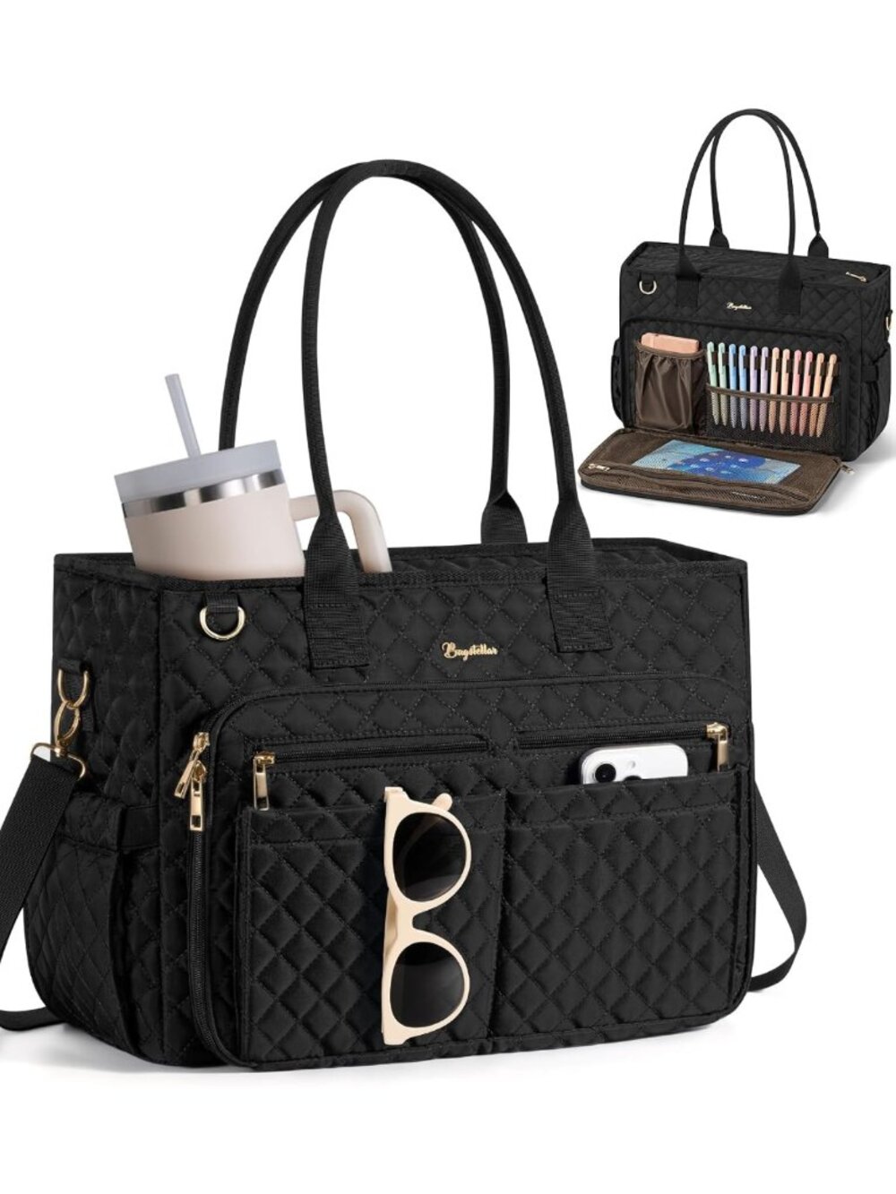 Stylish Quilted Laptop Tote Bag for Women | 15.6" Work, School & Travel Bag